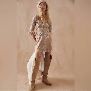 Free People For Love And Lemons Temecula Silver Mini Dress M